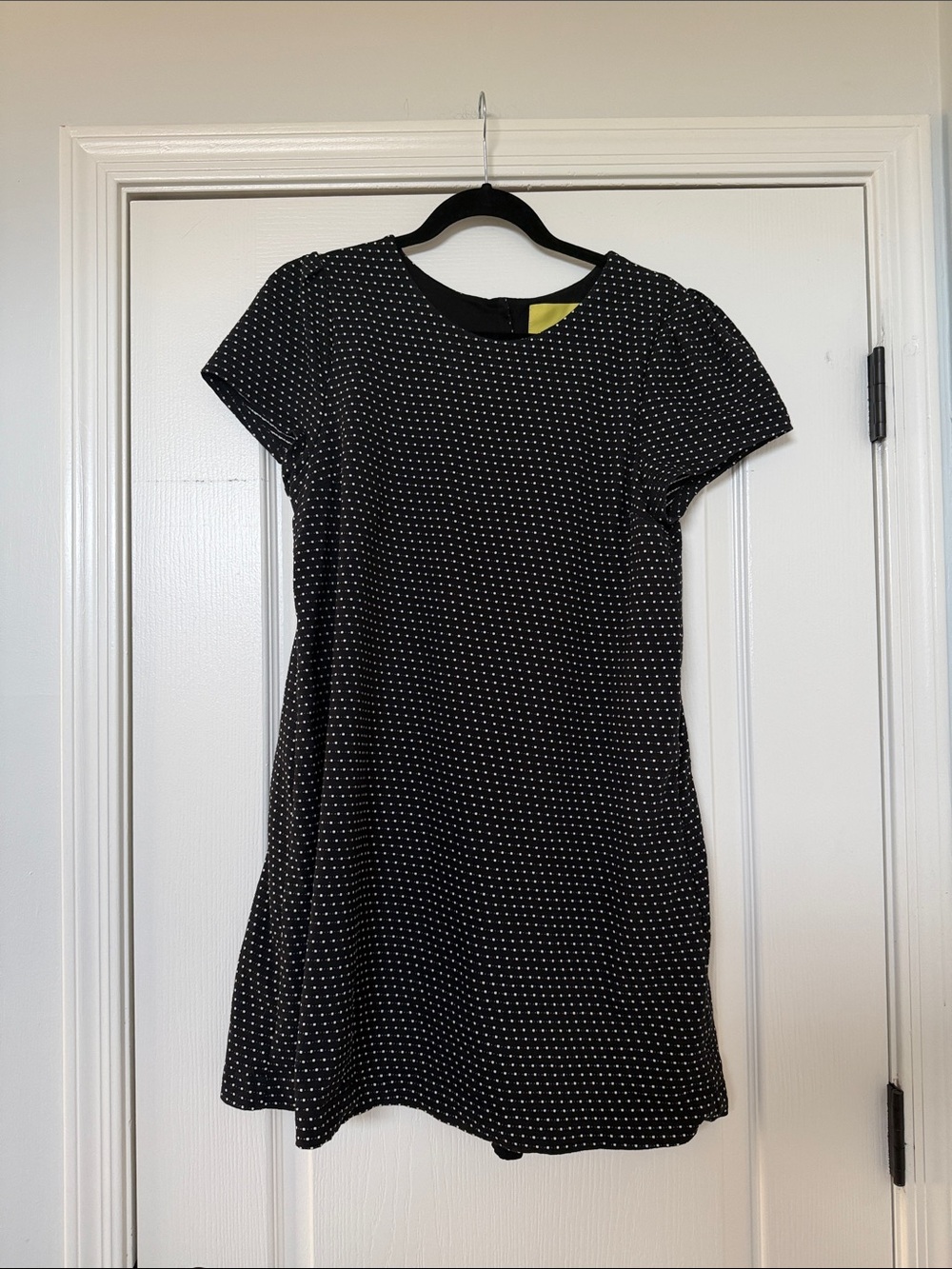 Anthropologie Black and White Polka Dot Short Sleeve Dress